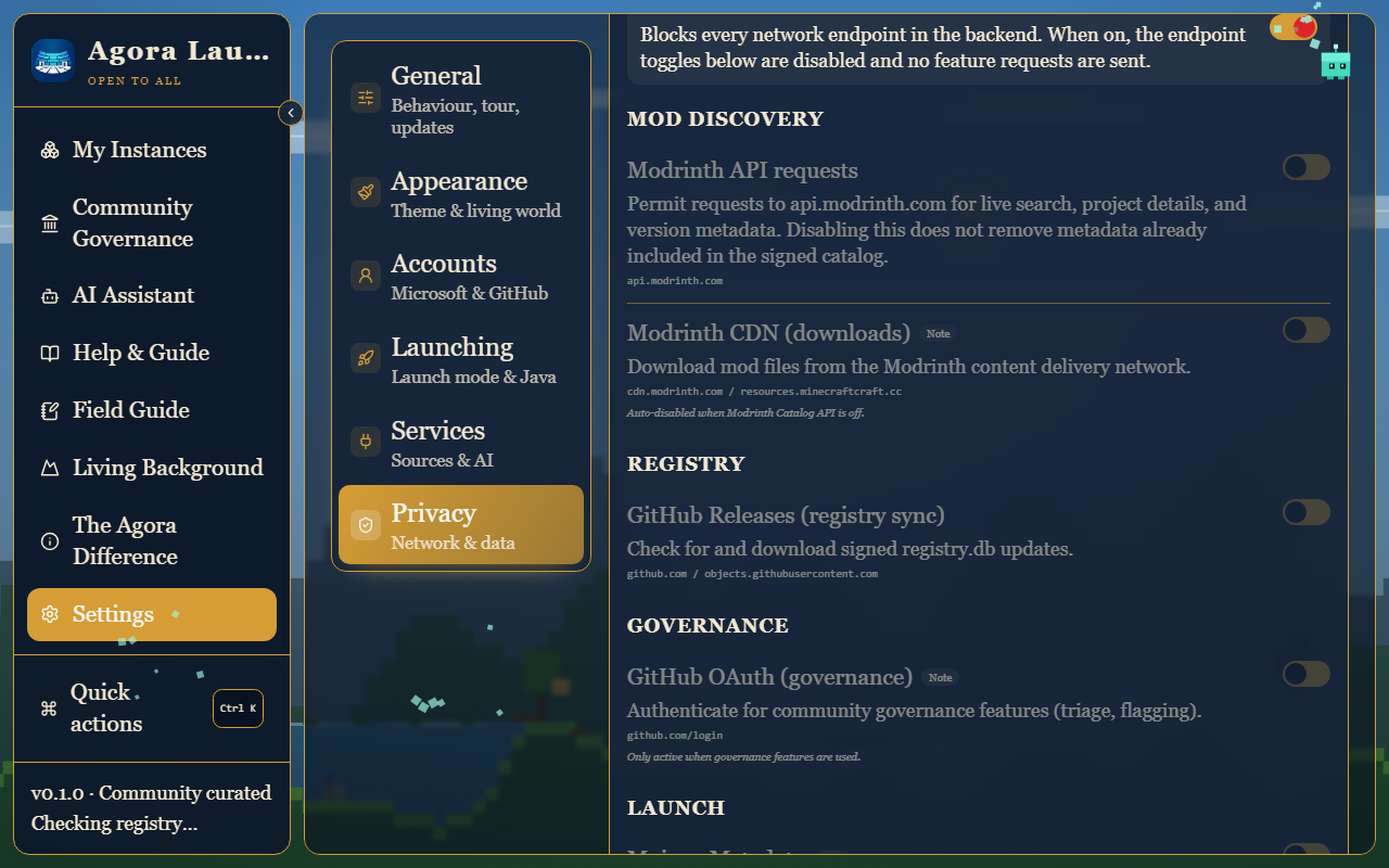 Privacy settings showing endpoint controls and the Lockdown Mode toggle.